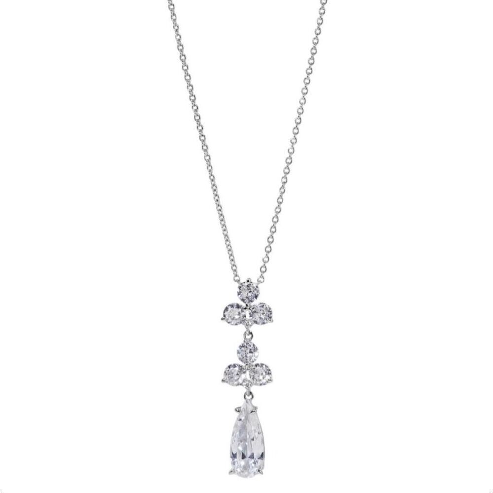 Elio Danori Silver-Tone Mixed Stone Lariat Necklace 16” + 2” Extender | Bridal F